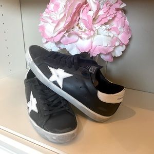 Golden Goose Superstar Sneakers  in Black Leather